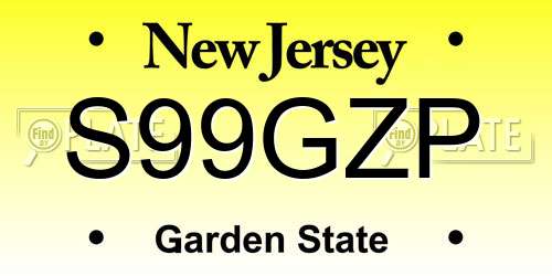 S99GZP New Jersey License Plate