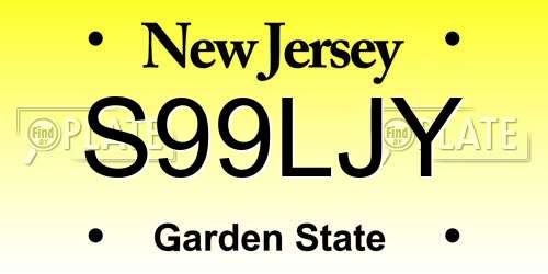 S99LJY New Jersey License Plate