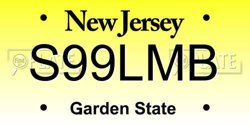 S99LMB New Jersey License Plate