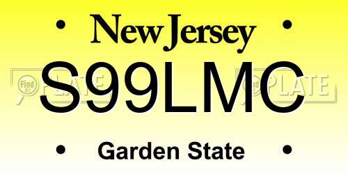 S99LMC New Jersey License Plate