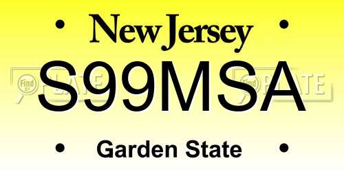 S99MSA New Jersey License Plate