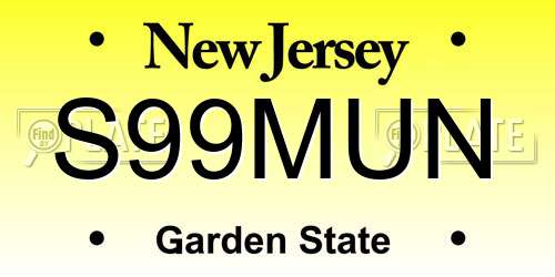 S99MUN New Jersey License Plate