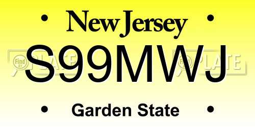 S99MWJ New Jersey License Plate
