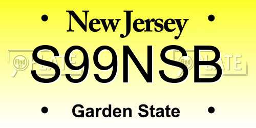 S99NSB New Jersey License Plate