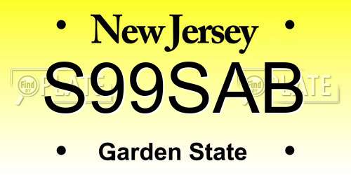 S99SAB New Jersey License Plate