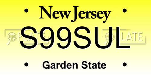 S99SUL New Jersey License Plate
