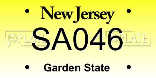 SA046 New Jersey License Plate