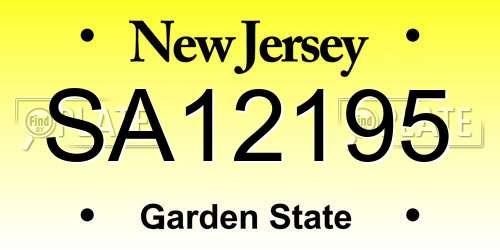 SA12195 New Jersey License Plate