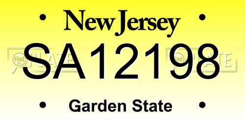SA12198 New Jersey License Plate