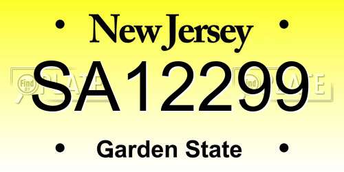 SA12299 New Jersey License Plate