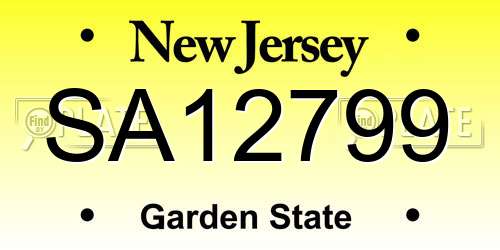 SA12799 New Jersey License Plate