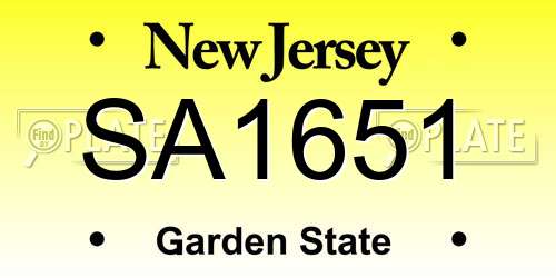 SA1651 New Jersey License Plate
