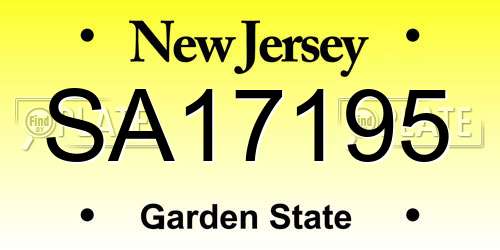 SA17195 New Jersey License Plate