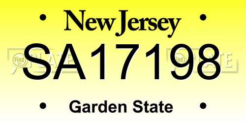 SA17198 New Jersey License Plate