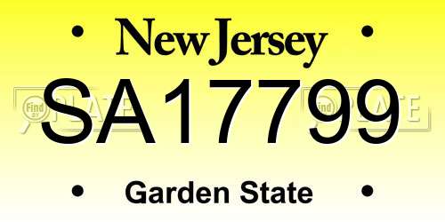 SA17799 New Jersey License Plate