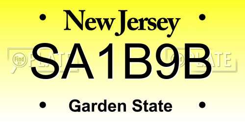SA1B9B New Jersey License Plate