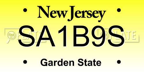 SA1B9S New Jersey License Plate