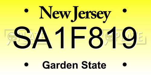 SA1F819 New Jersey License Plate