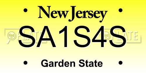 SA1S4S New Jersey License Plate