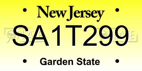 SA1T299 New Jersey License Plate
