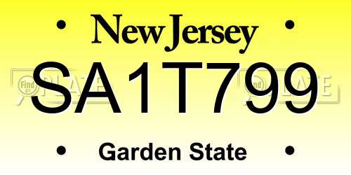 SA1T799 New Jersey License Plate