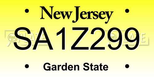 SA1Z299 New Jersey License Plate