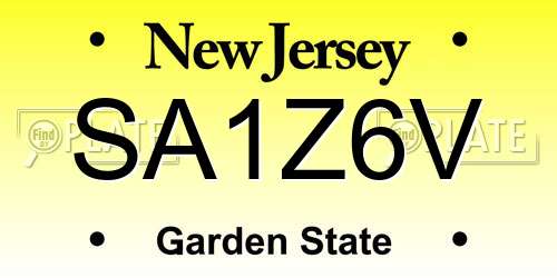 SA1Z6V New Jersey License Plate
