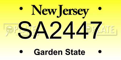 SA2447 New Jersey License Plate