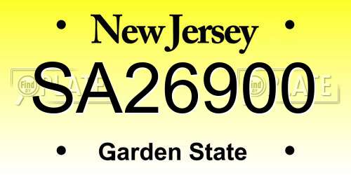 SA26900 New Jersey License Plate