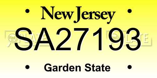 SA27193 New Jersey License Plate