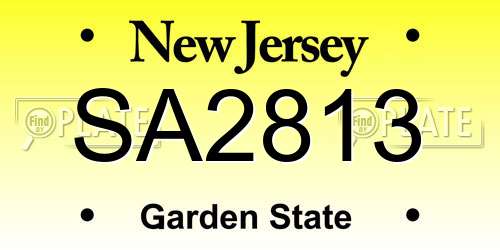 SA2813 New Jersey License Plate