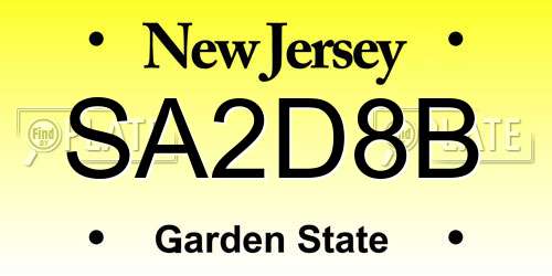 SA2D8B New Jersey License Plate