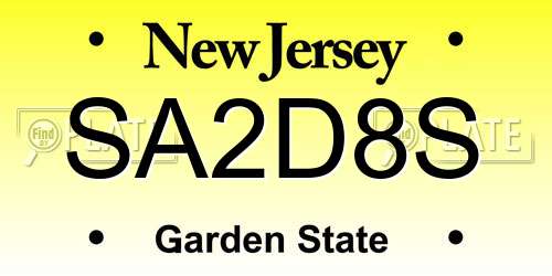 SA2D8S New Jersey License Plate