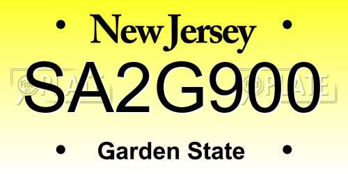 SA2G900 New Jersey License Plate