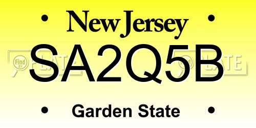 SA2Q5B New Jersey License Plate