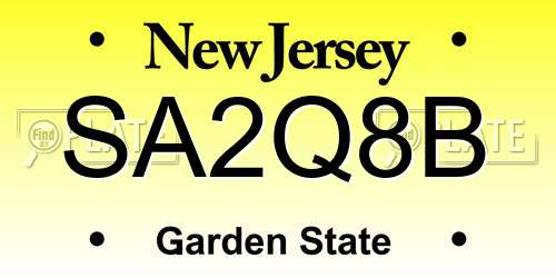SA2Q8B New Jersey License Plate