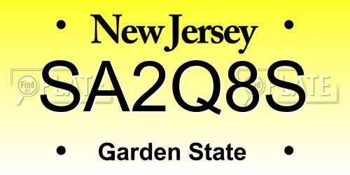 SA2Q8S New Jersey License Plate