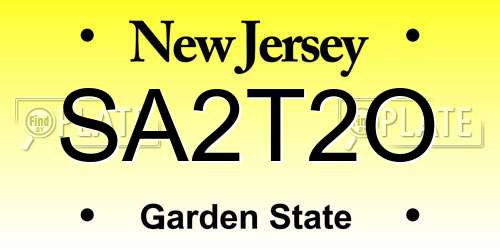 SA2T2O New Jersey License Plate