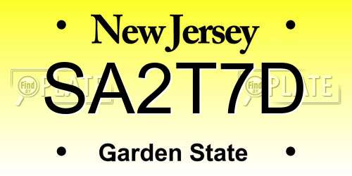 SA2T7D New Jersey License Plate
