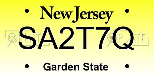 SA2T7Q New Jersey License Plate