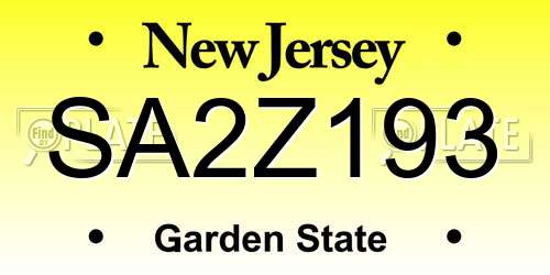 SA2Z193 New Jersey License Plate