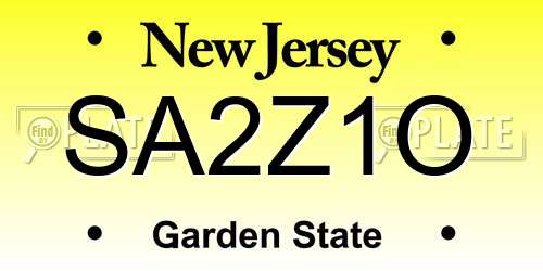 SA2Z1O New Jersey License Plate