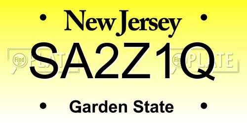 SA2Z1Q New Jersey License Plate