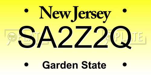 SA2Z2Q New Jersey License Plate