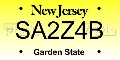 SA2Z4B New Jersey License Plate