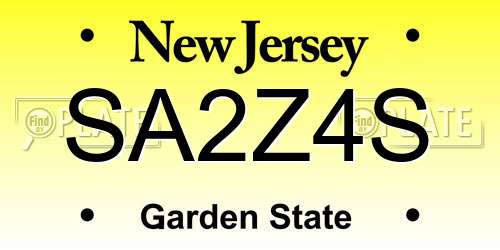 SA2Z4S New Jersey License Plate