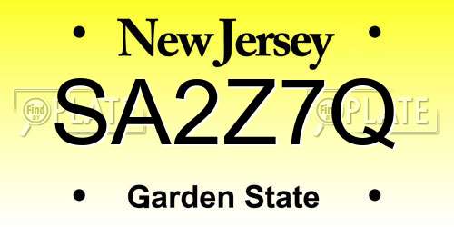 SA2Z7Q New Jersey License Plate