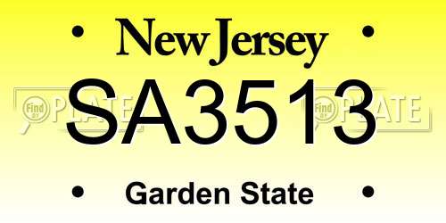 SA3513 New Jersey License Plate