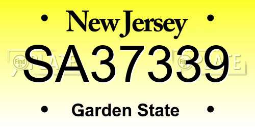 SA37339 New Jersey License Plate
