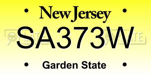 SA373W New Jersey License Plate